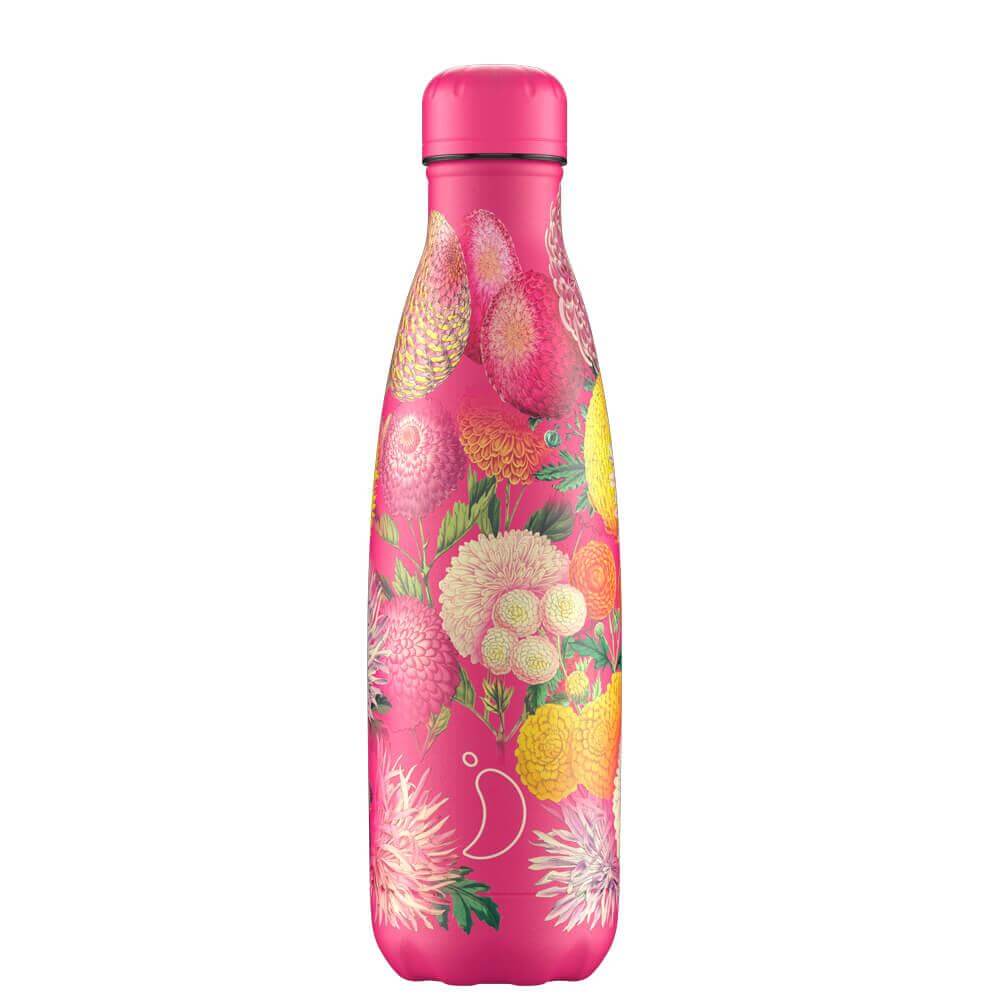 Chillys Floral Pink Pom Poms Bottle 500ml